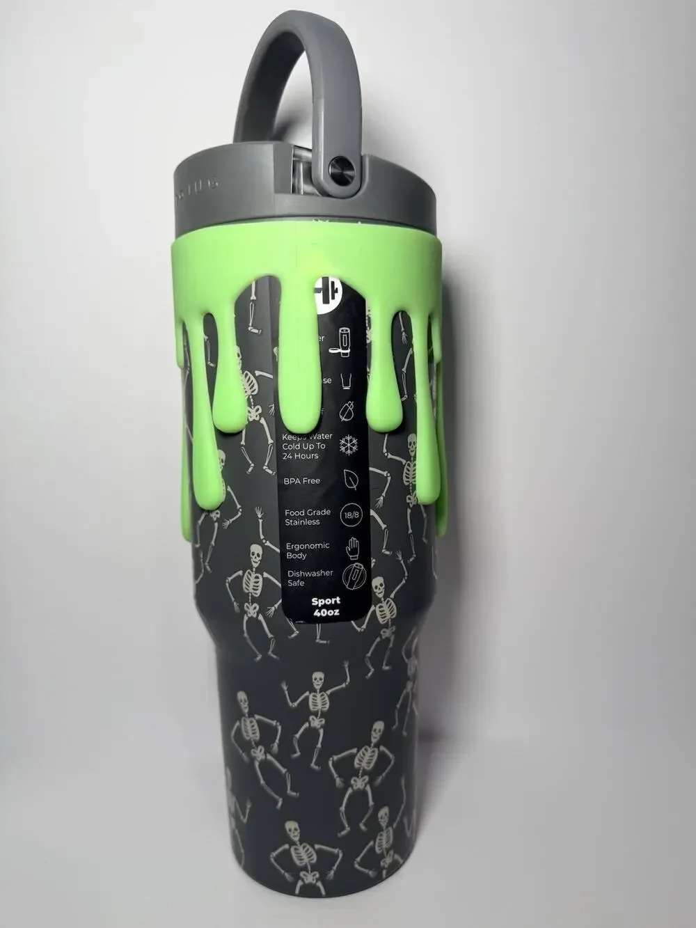 Hydrojug Halloween DEAD SERIOUS 40oz Sport Traveler Tumbler + Slime Sleeve NWT